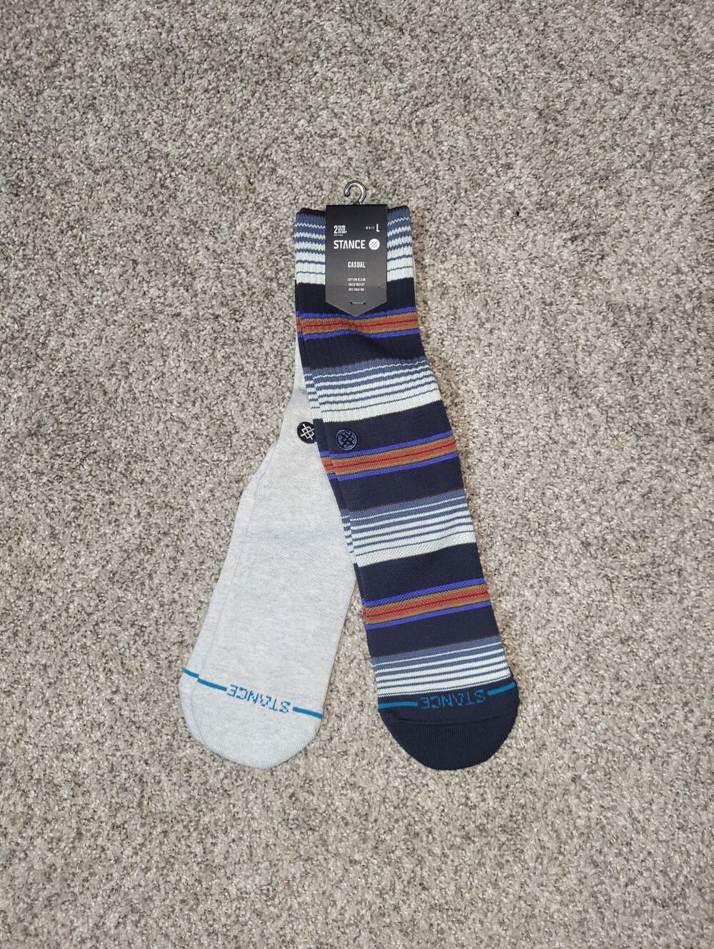 2-Pair Stance Icon  lMens Large 9-12 Casual Combed Cotton Crew Socks Unisex